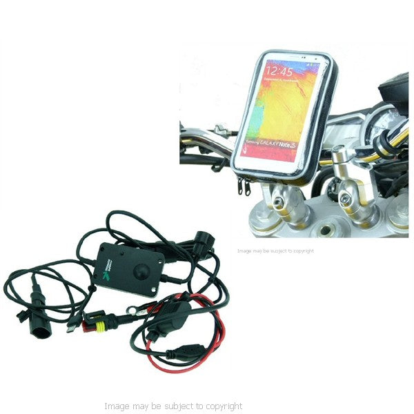 Hardwire Powered Motorcycle Handlebar Mount for Galaxy Note 3 (sku 19420)