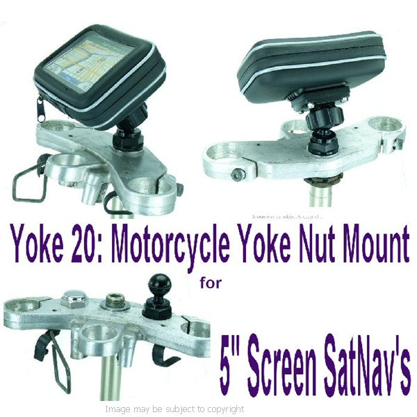 Yoke 20 - 5inch XL Screen GPS Satnav Motorcycle Yoke Nut Cap Mount (sku 16714)