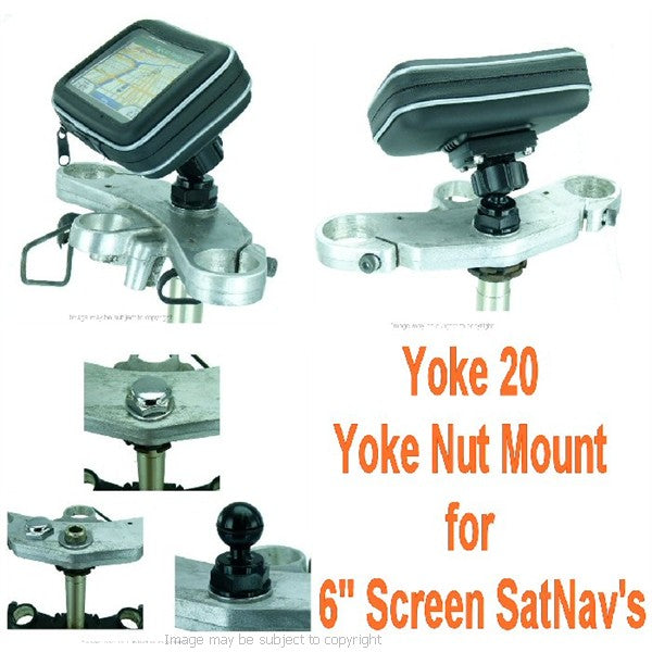 Yoke 20 - 6inch XXL Screen GPS Satnav Motorcycle Yoke Nut Cap Mount (sku 16708)