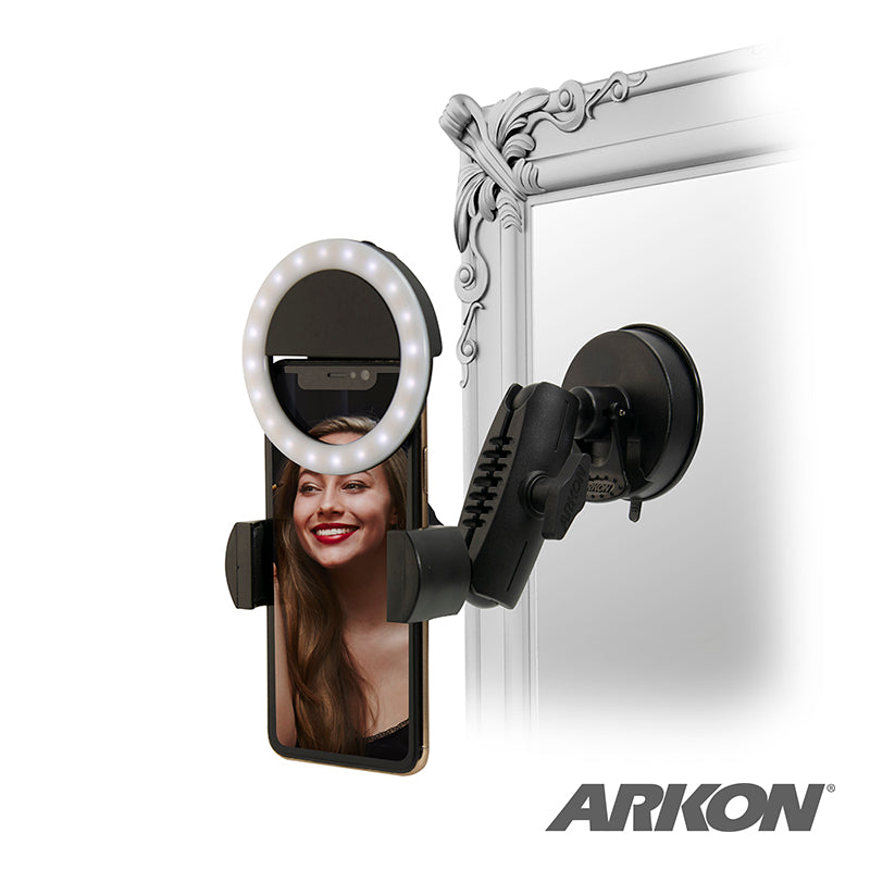 Arkon MUA179 Suction Phone Mount and Ring Light Bundle (sku 57054)