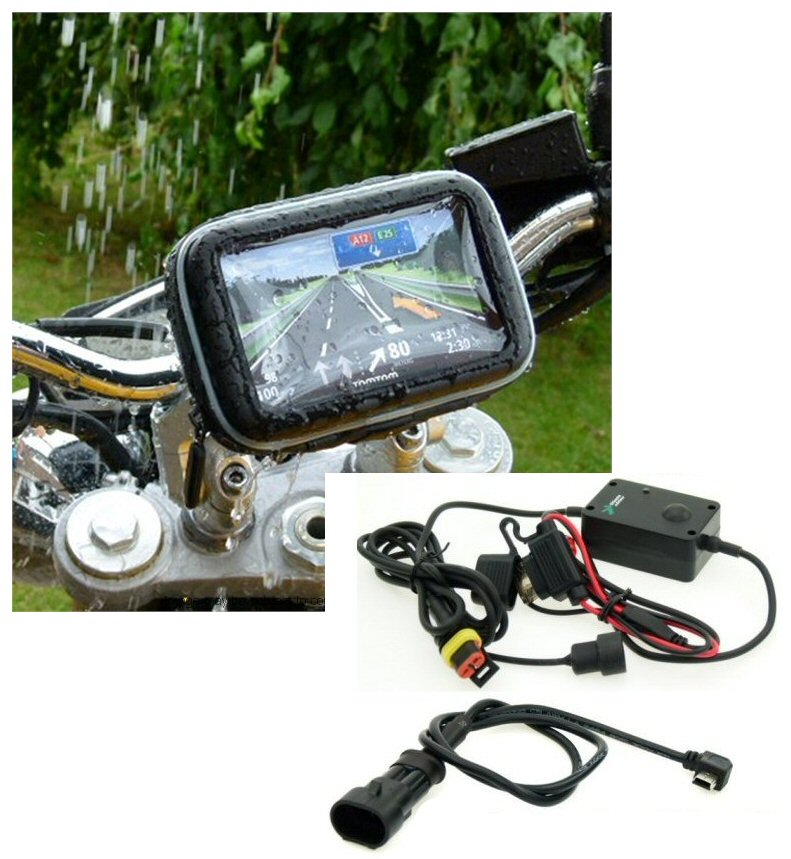 5inch SatNav GPS Powered Motorcycle Mount - Angled Mini USB (SKU 14035)