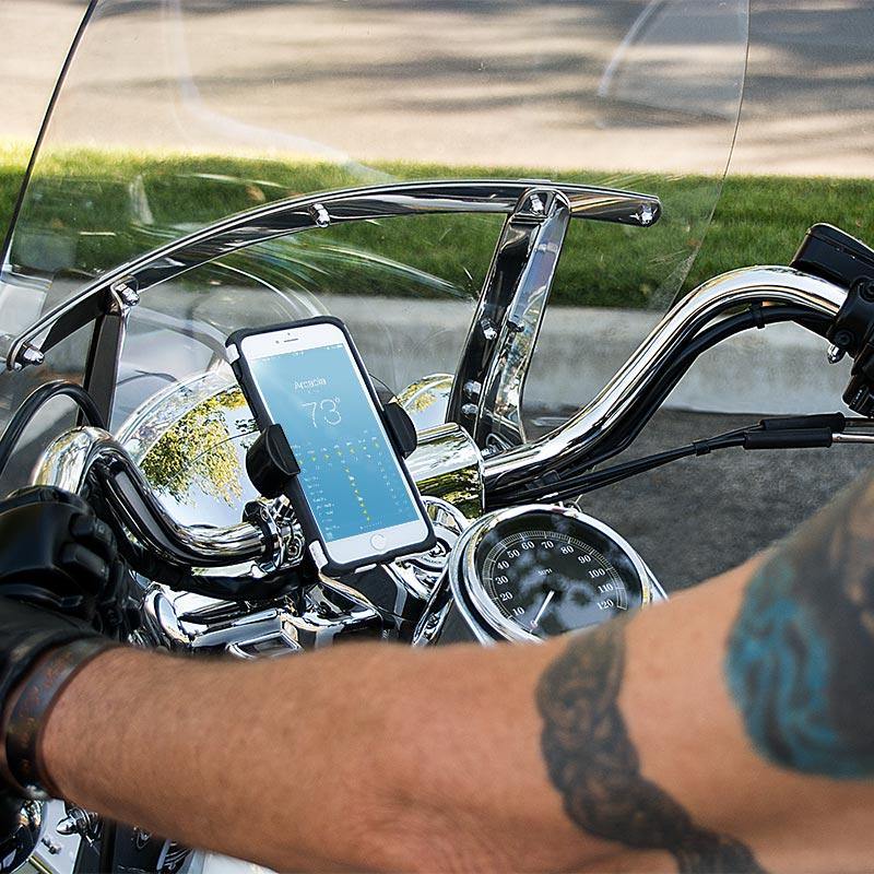 Arkon XLMC2C RoadVise XL Motorcycle Phone Mount - Chrome Aluminum (sku 56015) - BuyBits Ltd UK