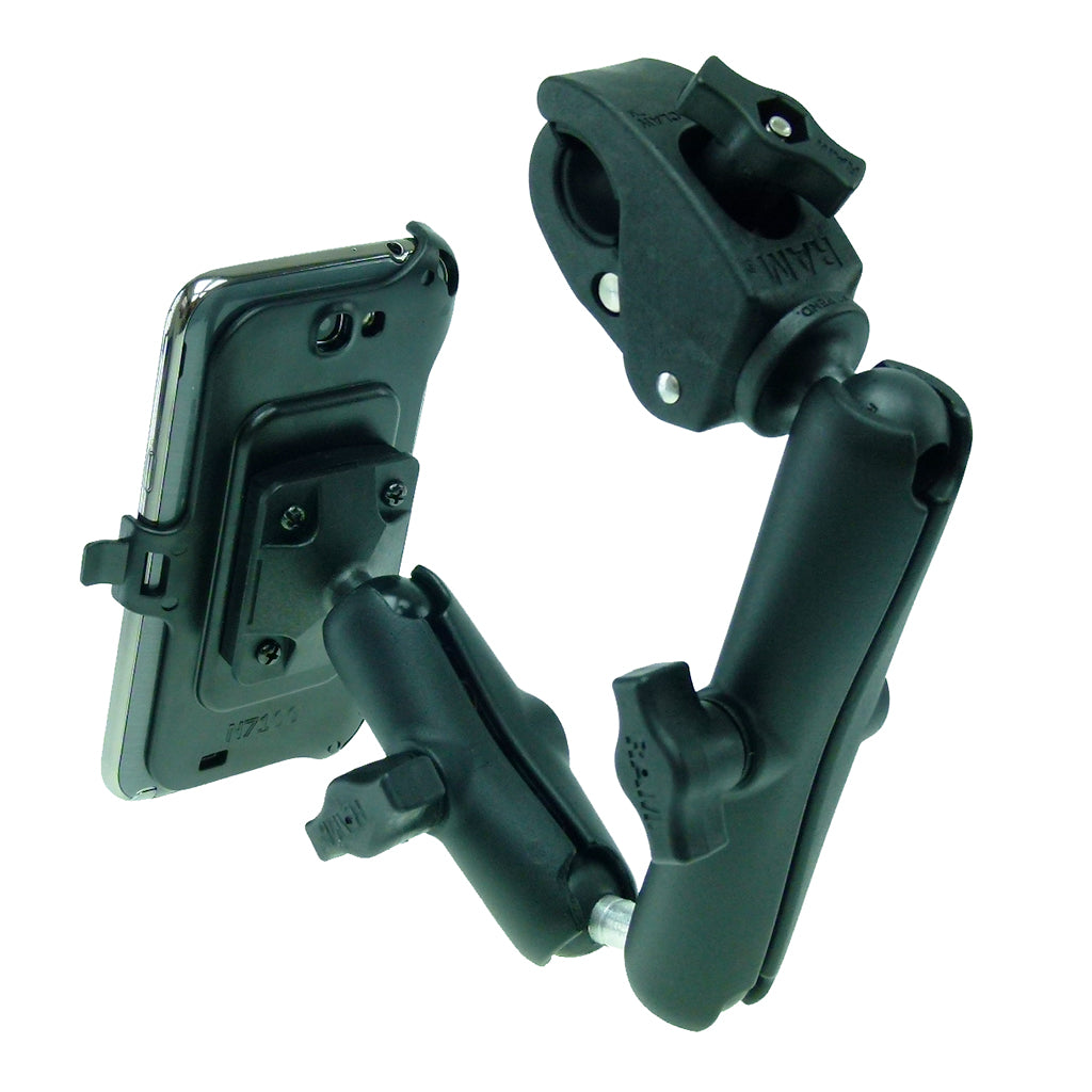 Wheelchair Rail - Tube Mount with Extension &amp; Dedicated Samsung Galaxy Note 2 Cradle (sku 30606)