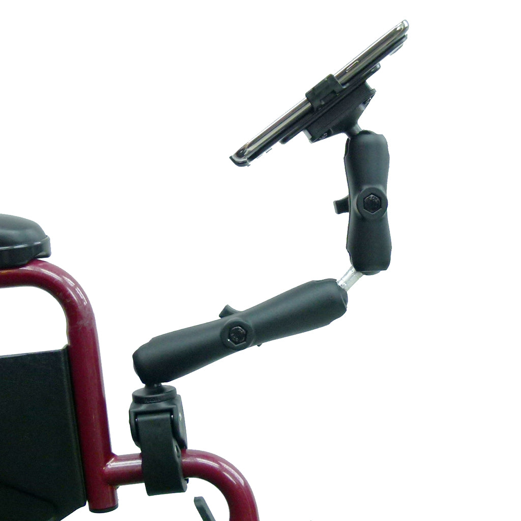 Wheelchair Rail - Tube Mount with Extension &amp; Dedicated Samsung Galaxy Note 2 Cradle (sku 30606)