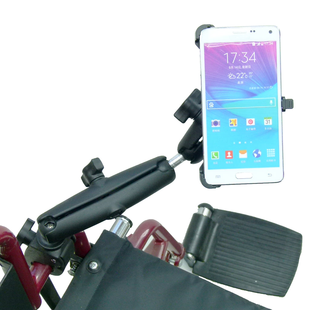 Wheelchair Rail - Tube Mount with Extension &amp; Dedicated Galaxy Note 4 Cradle (sku 30607)