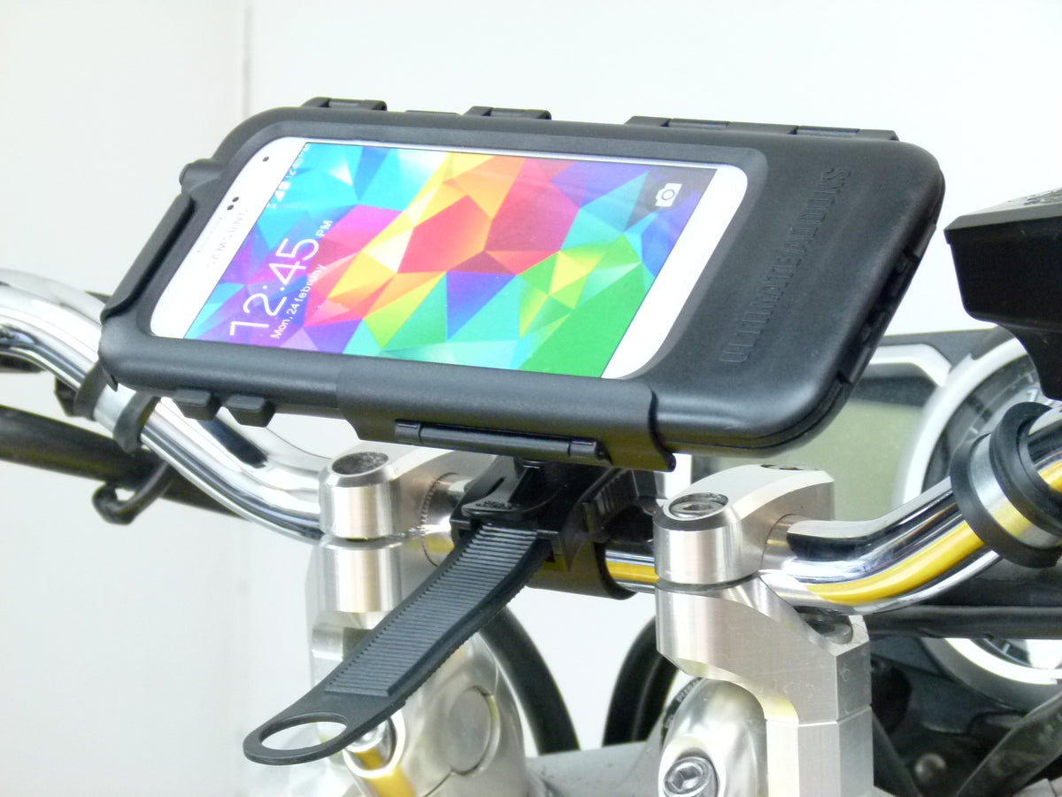 Hardwire Powered Locking Strap Motorcycle Mount for Galaxy S5 (sku 19451)