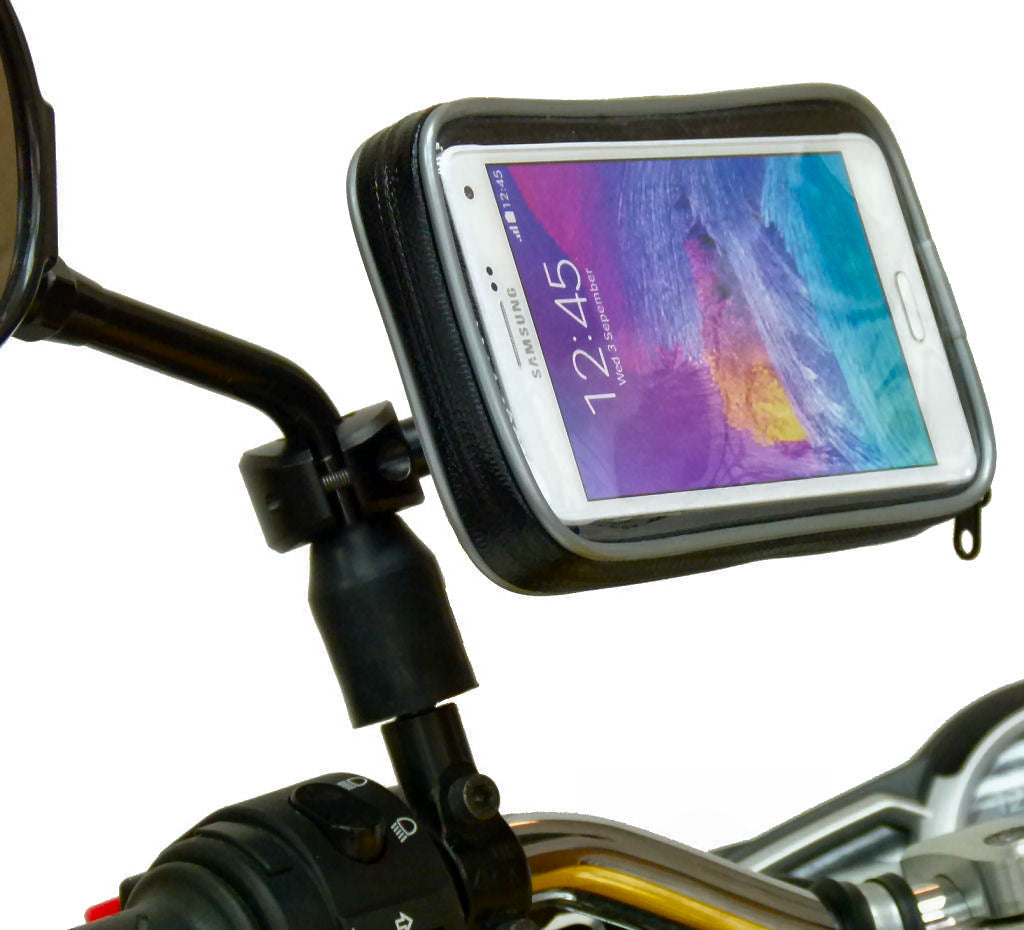 Waterproof Motorcycle Bike Scooter - Moped Mirror Mount for Samsung Galaxy Note 4 (sku 31929)