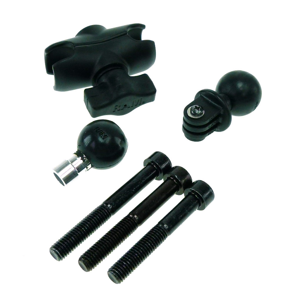 Motorcycle Handlebar Clamp M8 &amp; Short Arm fits TomTom Bandit GoPro Adaptor (sku 31973)