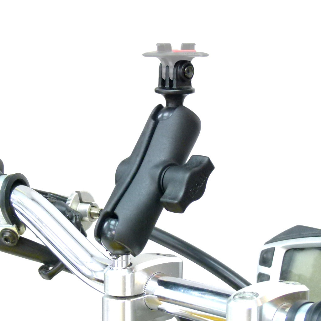Motorcycle Handlebar Clamp M8 Ball and Double Socket Arm Mount for TomTom Bandit GoPro Adaptor (sku 31974)