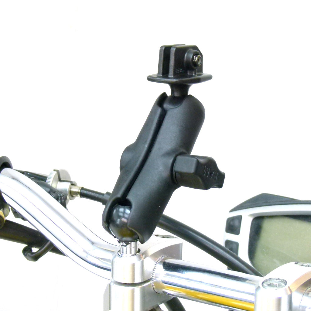 Motorcycle Handlebar Clamp M8 Ball and Double Socket Arm Camera Mount for Garmin VIRB™ (sku 32007)