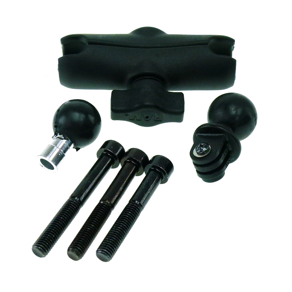 Motorcycle Handlebar Clamp M8 Ball and Double Socket Arm Mount for TomTom Bandit GoPro Adaptor (sku 31974)