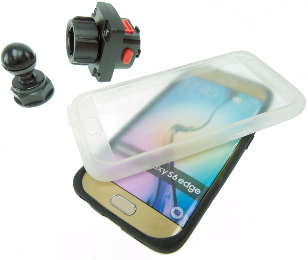 Yoke 50 Motorcycle Nut Mount &amp; TiGRA MountCase Holder for Samsung Galaxy S6 Edge (sku 32031)