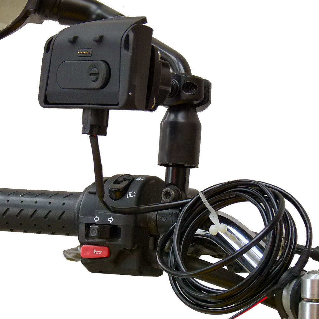 BuyBits Hardwire Powered Motorcycle Mirror Mount Dock for TomTom Rider 2 (sku 32921)