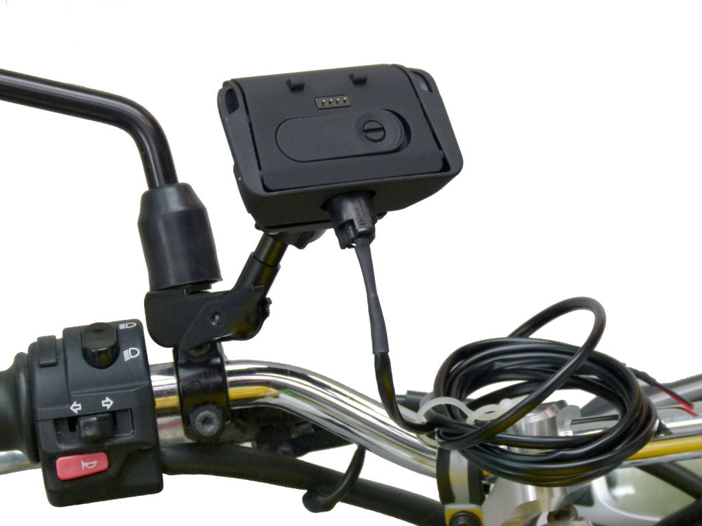 BuyBits Hardwire Powered Motorcycle M8-M10 Hole Mirror Mount Dock Holder for TomTom Rider PRO (sku 32918)
