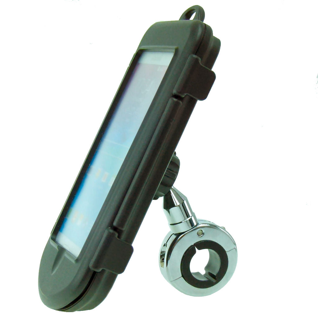 Waterproof Hard Case Chrome Motorcycle Handlebar Mount fits Galaxy S9 (sku 44785)