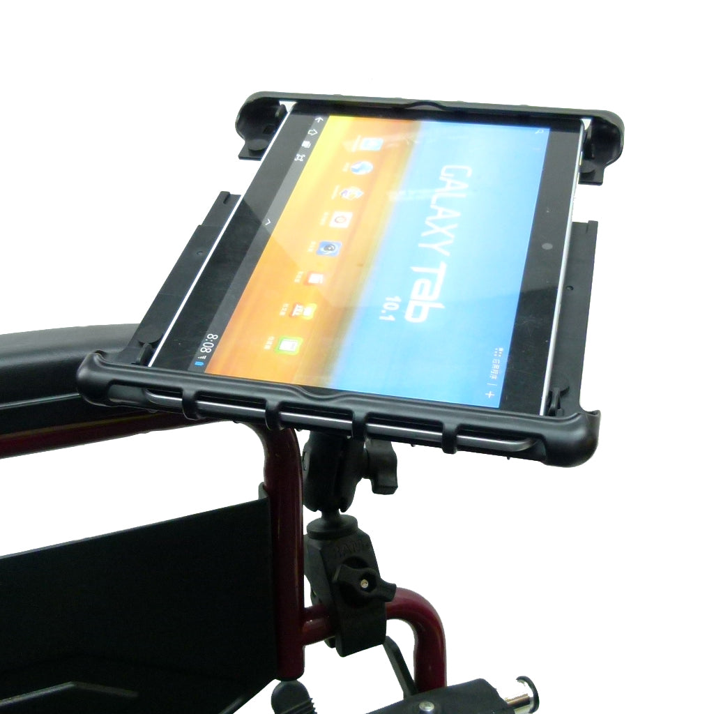 Wheelchair Rail &amp; Tube Tablet Mount with Swivel Arm for Samsung Galaxy Tab 10.1" (sku 34153)