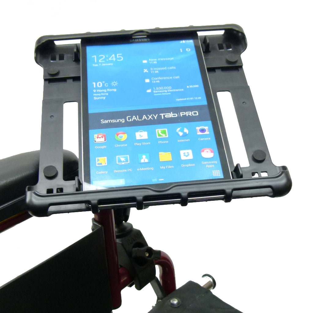 Wheelchair Rail &amp; Tube Tablet Mount with Swivel Arm for Samsung Galaxy Tab Pro 8.4" (sku 34160)