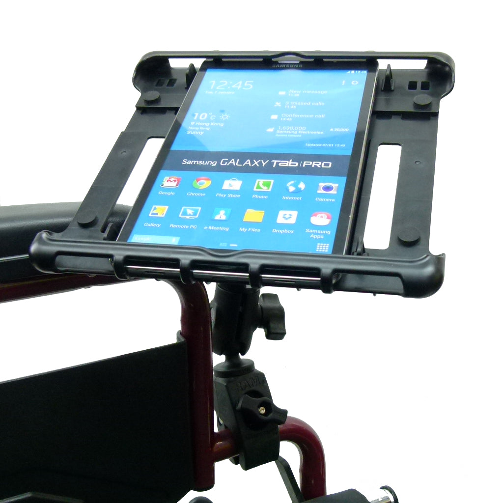 Wheelchair Rail &amp; Tube Tablet Mount with Swivel Arm for Samsung Galaxy Tab Pro 8.4" (sku 34160)