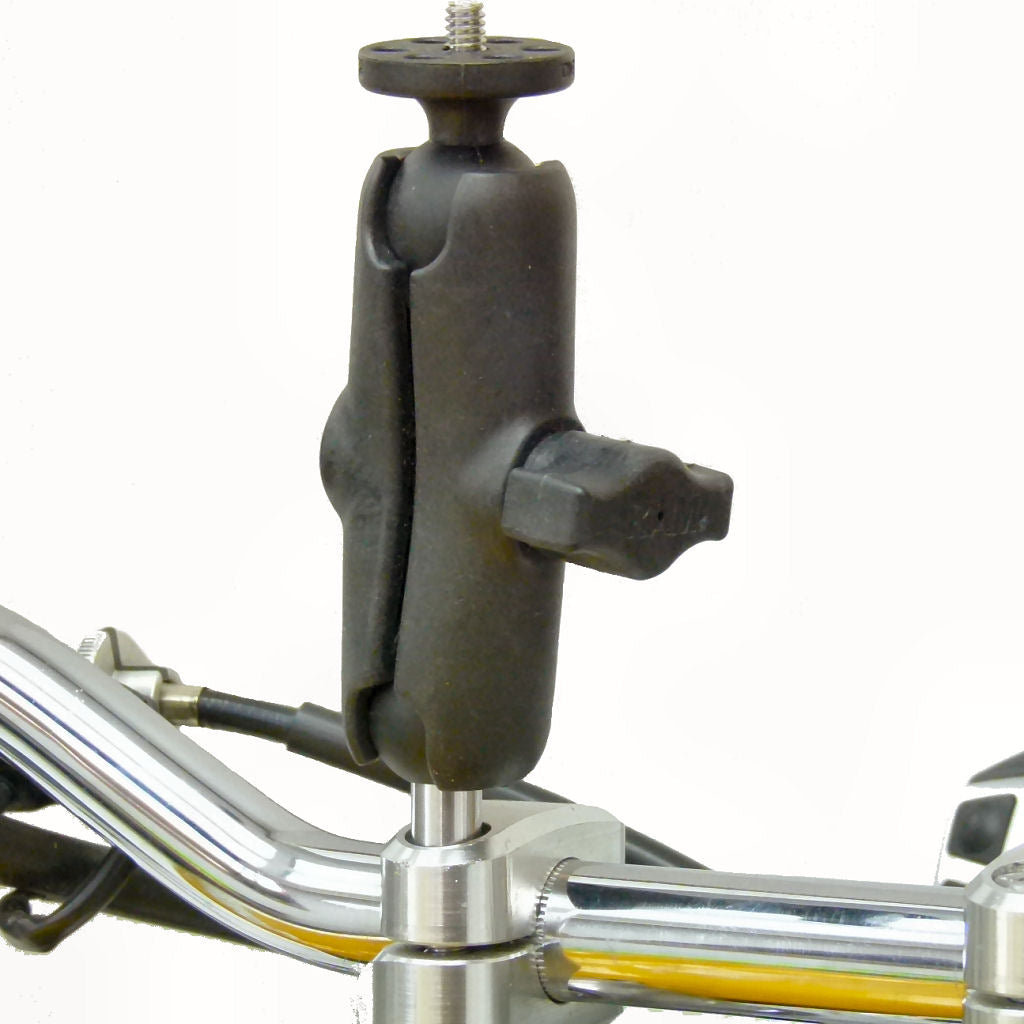 Motorcycle Handlebar Clamp M8 Ball and Double Socket Arm Camera Mount (sku 34171)