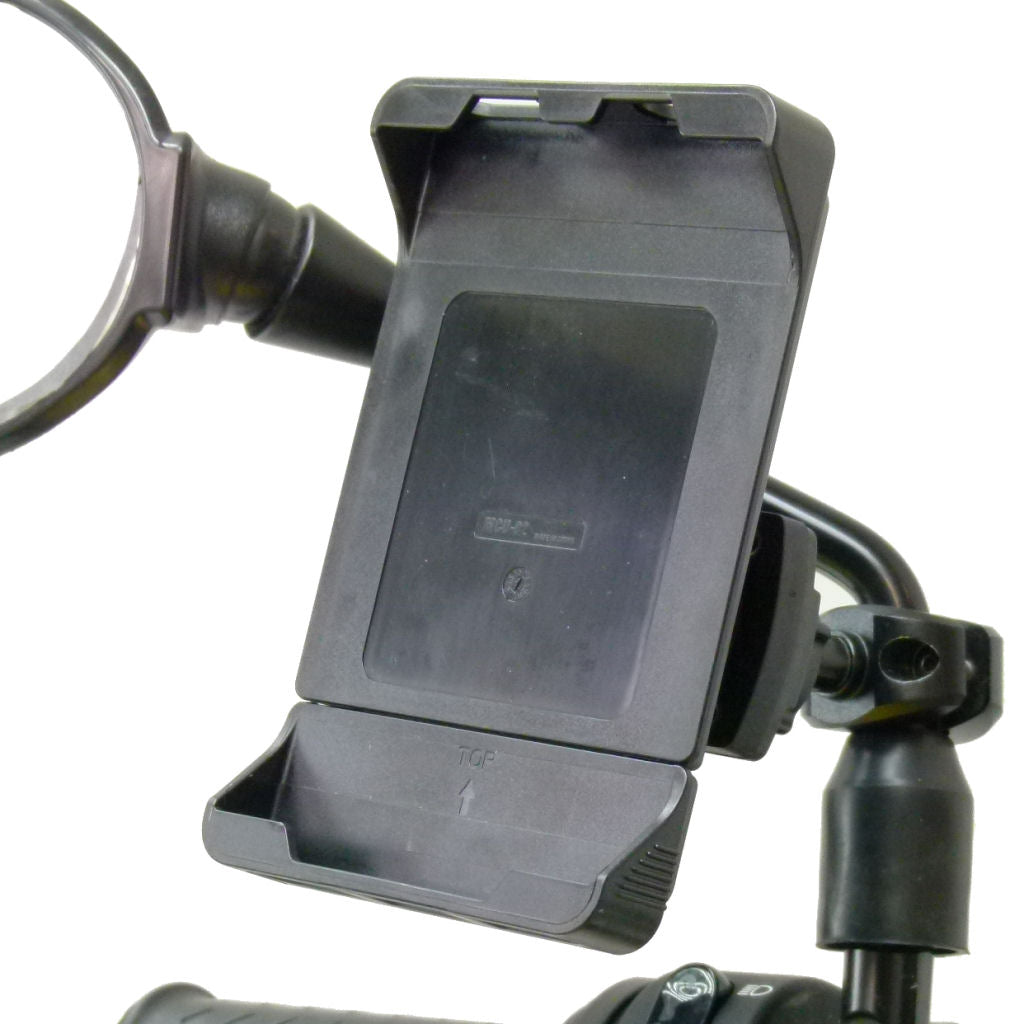 Phone Holder Scooter Moped Bike Mirror Mount with Rain Cover for Large Smartphones (sku 34390)