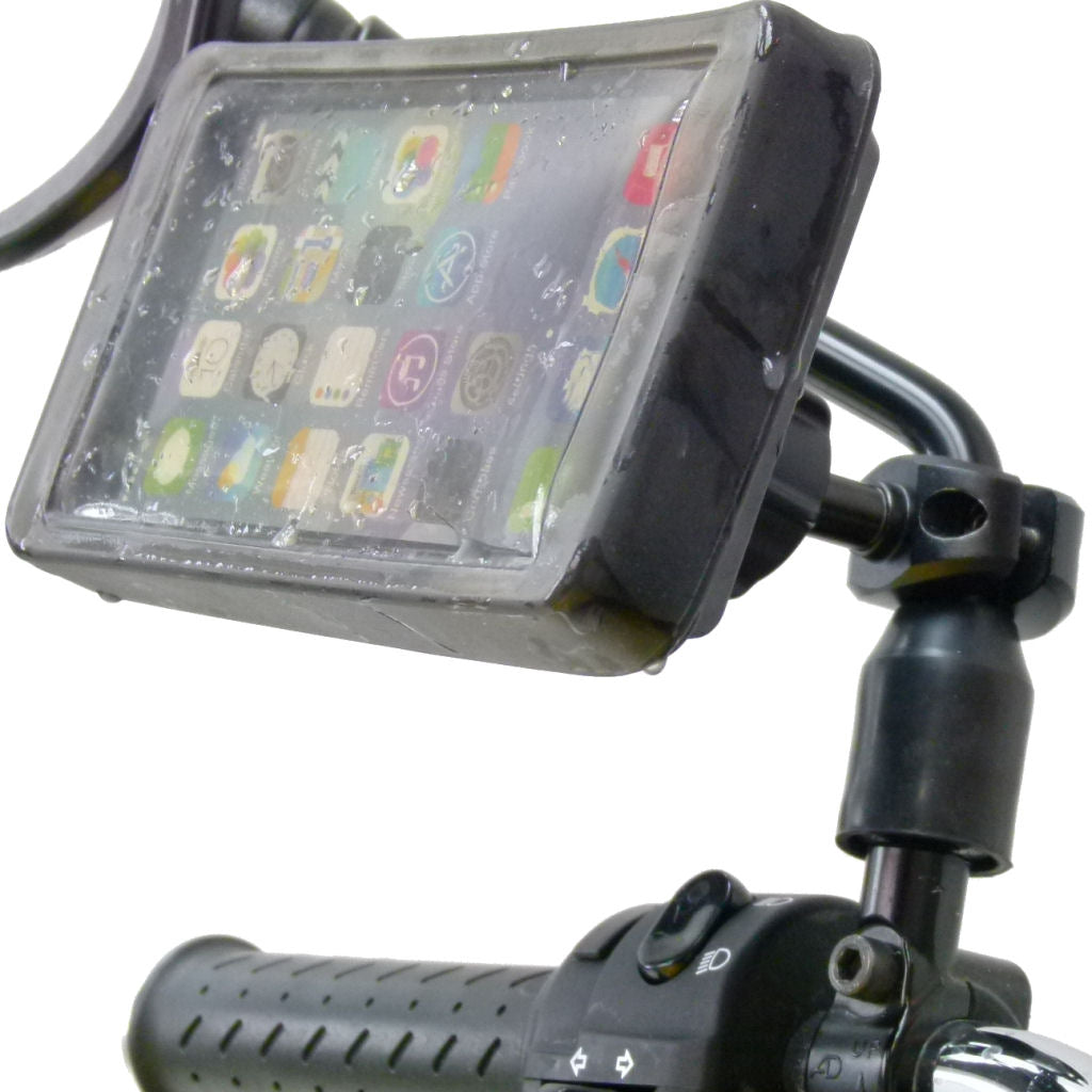 Phone Holder Scooter Moped Bike Mirror Mount with Rain Cover for Large Smartphones (sku 34390)