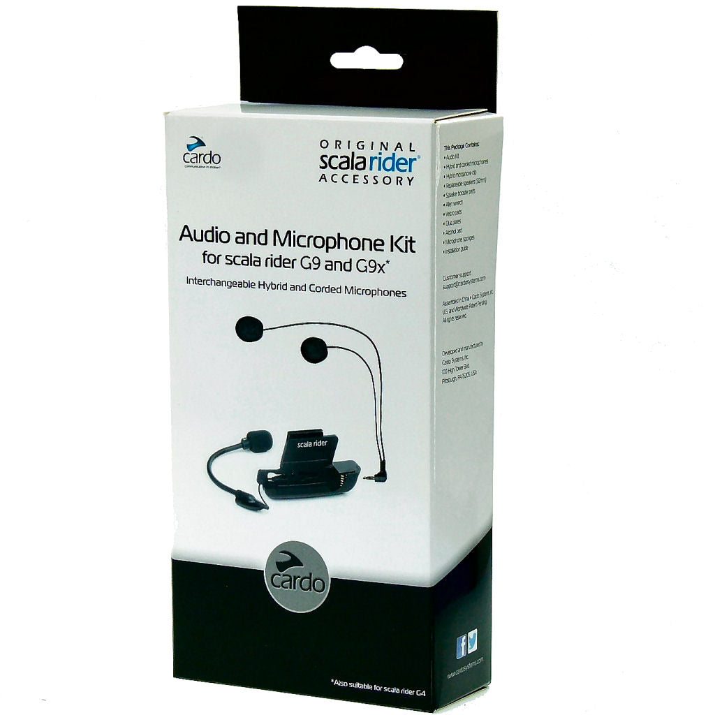 Audio &amp; Microphone Kit for Cardo Scala Rider G9x &amp; G9 Interchangable Hybrid &amp; Corded Microphones (sku 14290)