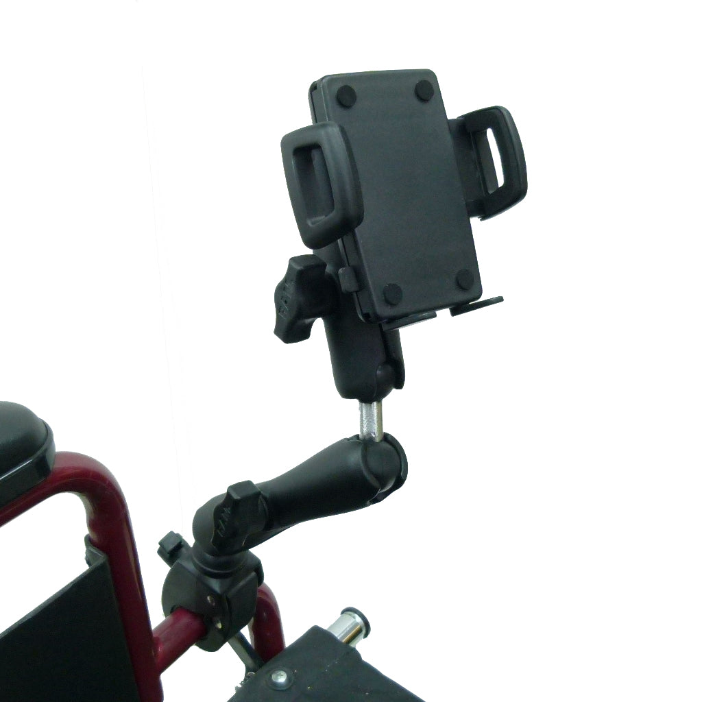 Wheelchair Rail - Tube Mount with Extension and Universal Phone Holder (sku 30632)