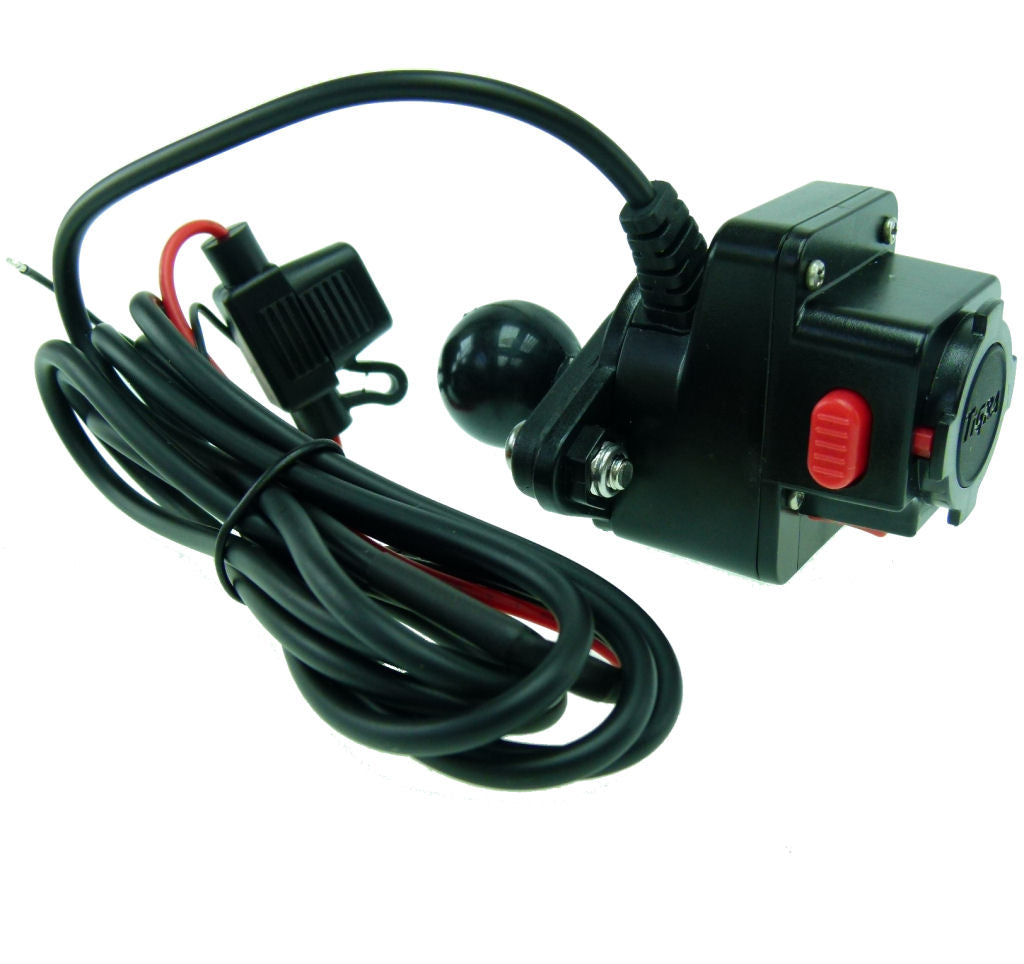 Extended Hardwire Powered Motorcycle 13.3-14.7mm Stem Mount fits TiGRA MountCase (sku 34682)
