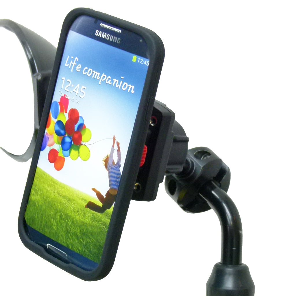 Moped Motorcycle Mirror Mount &amp; TiGRA Lightweight Rain Guard Case for Samsung Galaxy S4 (sku 34915)