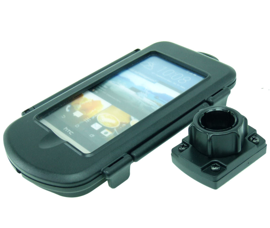 IPX4 Waterproof Hard Shell Case for HTC ONE M9 &amp; 25mm Socket Adapter fits RAM &amp; Ultimate Addons Motorcycle Mounts (sku 34973)
