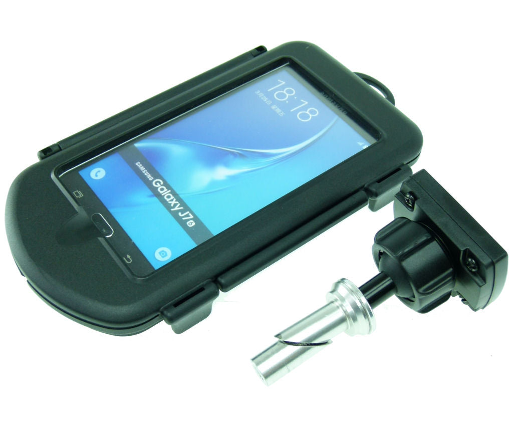 17.5-20.5mm Motorcycle Yoke Stem Mount with Waterproof Case for Samsung Galaxy J7 (sku 35398)