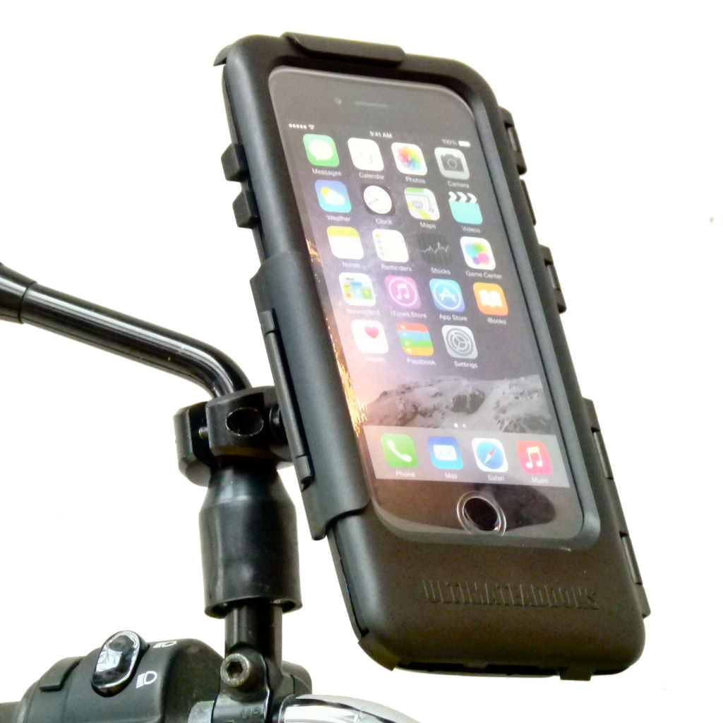 Motorcycle Bike Scooter Mirror Hard Shell Tough Case Mount for iPhone 7 PLUS (5.5") (sku 36598)