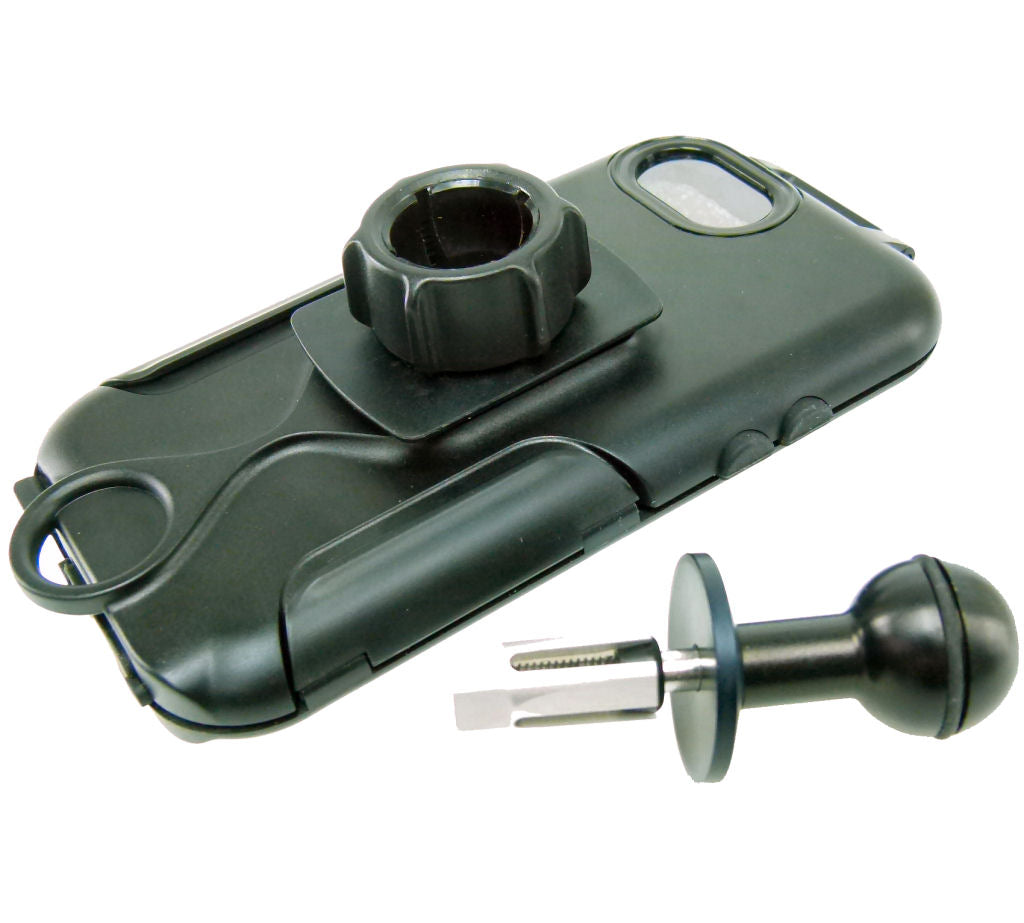 12mm Motorcycle Stem Mount &amp; Compact Hard Tough Case for iPhone 7 PLUS (5.5") fits Kawasaki &amp; Honda Blackbird (sku 36606)
