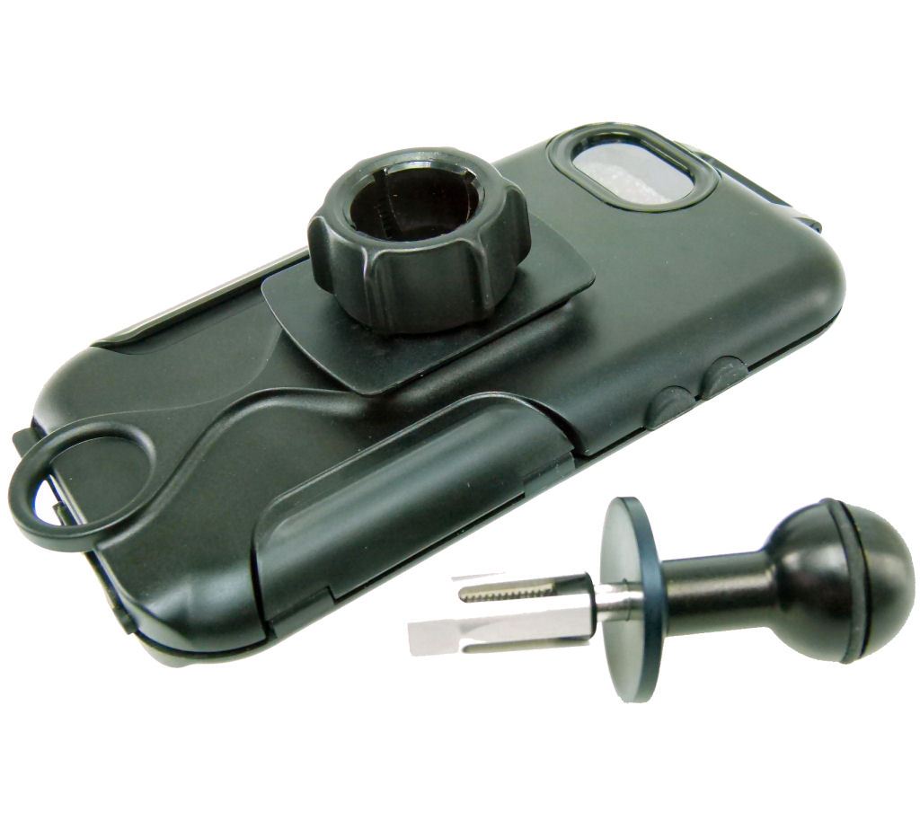 12mm Motorcycle Stem Mount &amp; Compact Hard Tough Case for iPhone SE 2 (2020) fits Kawasaki &amp; Honda Blackbird (sku 53610) - BuyBits Ltd UK