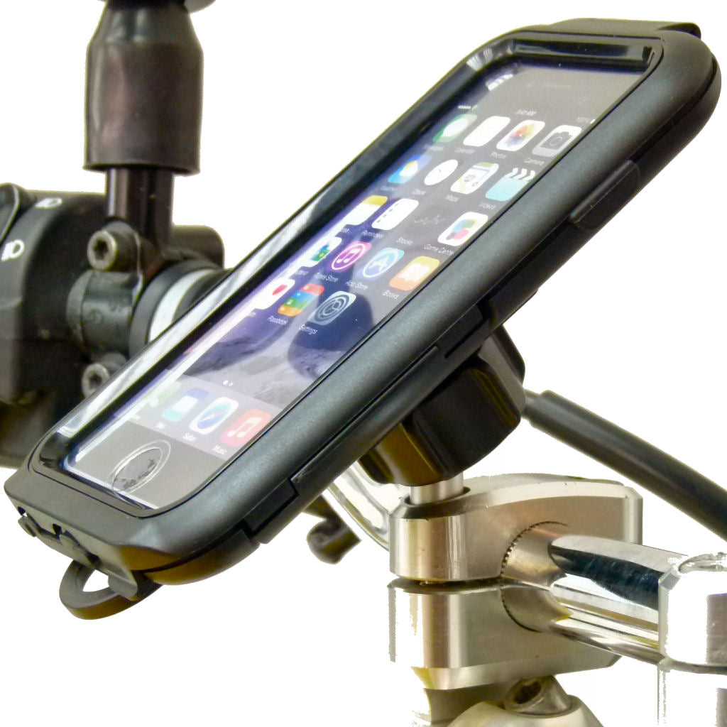 Waterproof Motorcycle M8 Handlebar Top Clamp Compact Tough Case Mount for iPhone 8 PLUS (sku 39125)