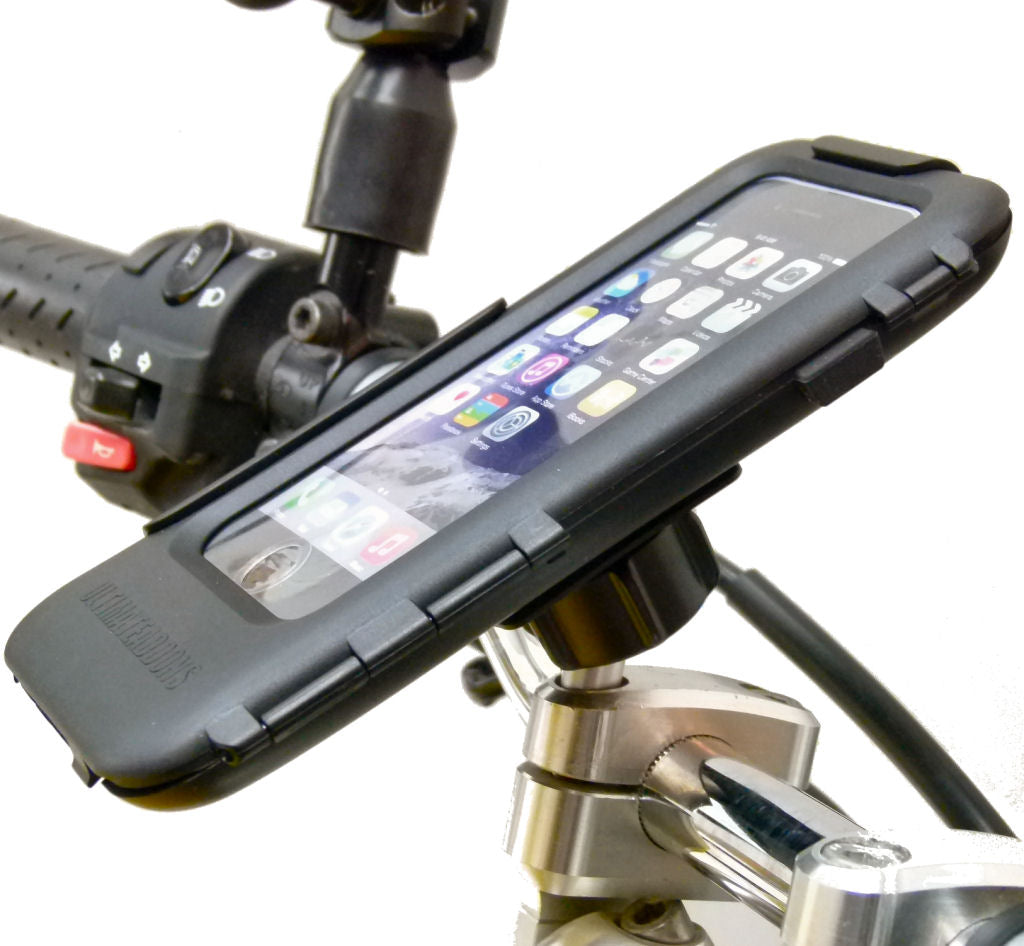 IPX5 Waterproof Motorcycle M8 Handlebar Top Clamp Tough Case Mount for iPhone 8 (sku 37949)