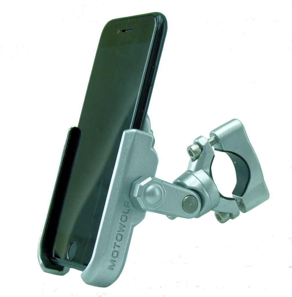Aluminium Metal Bike Handlebar Phone Mount fits Apple iPhone 8 PLUS (sku 37722)