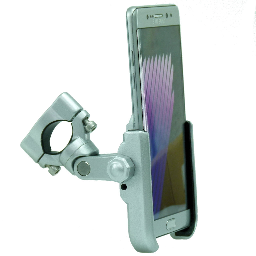 Silver Aluminium Metal Bike Handlebar Phone Mount fits Samsung Galaxy S9 PLUS (sku 37402)