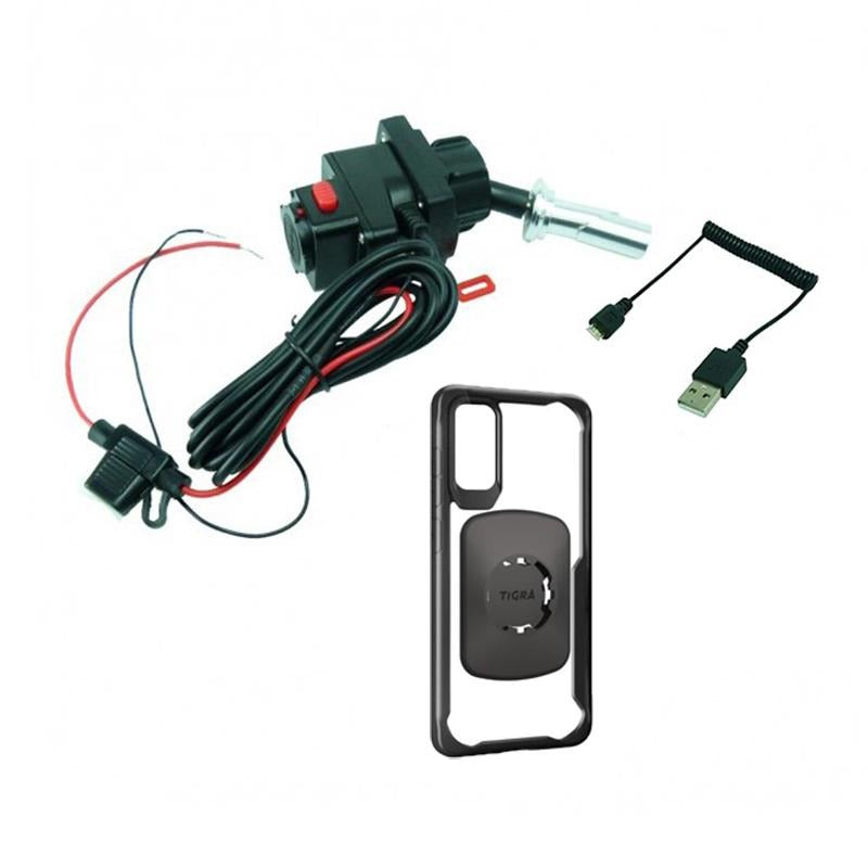 17.5mm - 20.5mm Central Fork Stem TiGRA MountCase for Samsung Galaxy S20 Plus Hardwire-Direct to battery charger (sku 54533) - BuyBits Ltd UK