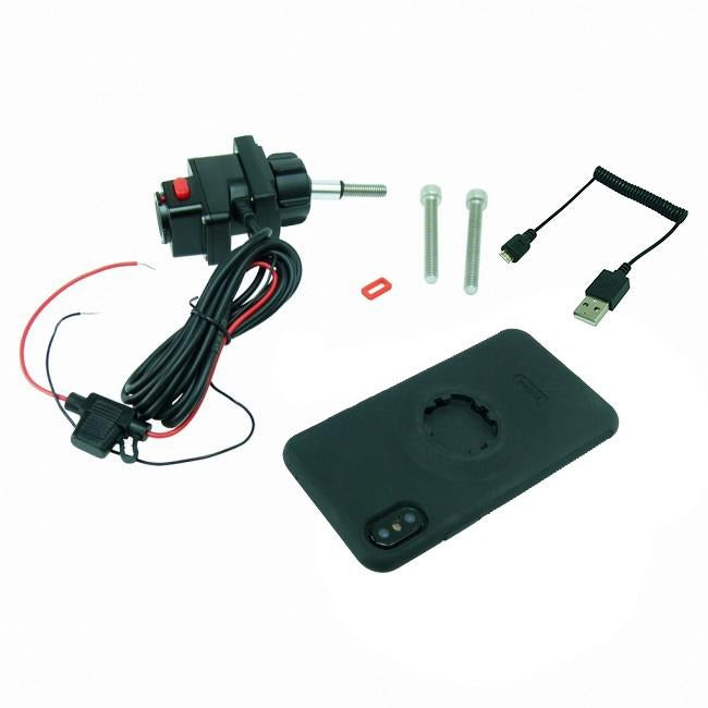 Motorcycle Handlebar Top Clamp M8 Mount TiGRA MountCase 2 for Samsung Galaxy S8 PLUS Hardwire-Direct to battery charger (sku 46579) - BuyBits Ltd UK