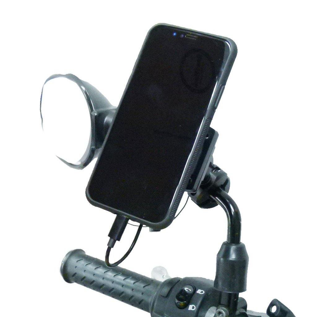 Motorcycle Mirror Mount TiGRA MountCase for iPhone 11 Hardwire-Direct to battery charger (sku 51261) - BuyBits Ltd UK