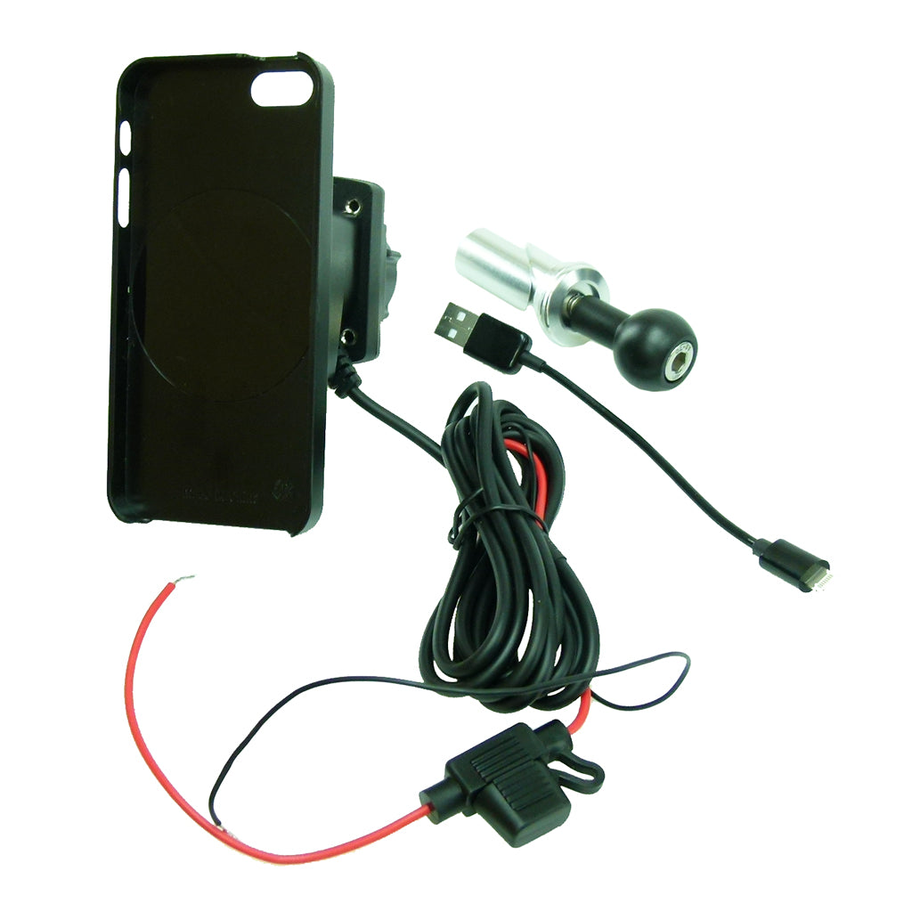 17.5mm - 20.5mm Central Fork Stem TiGRA MountCase for iPhone SE 1st edition Hardwire-Direct to battery charger (sku 41330)