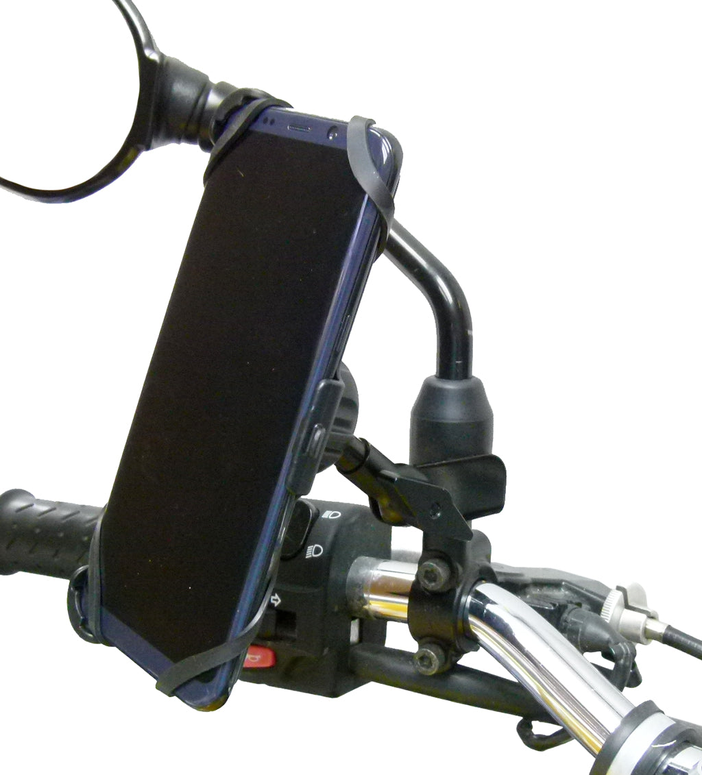 Dedicated M8 - M10 Mirror Motorcycle Phone Mount for Samsung Galaxy S9 (sku 41774)