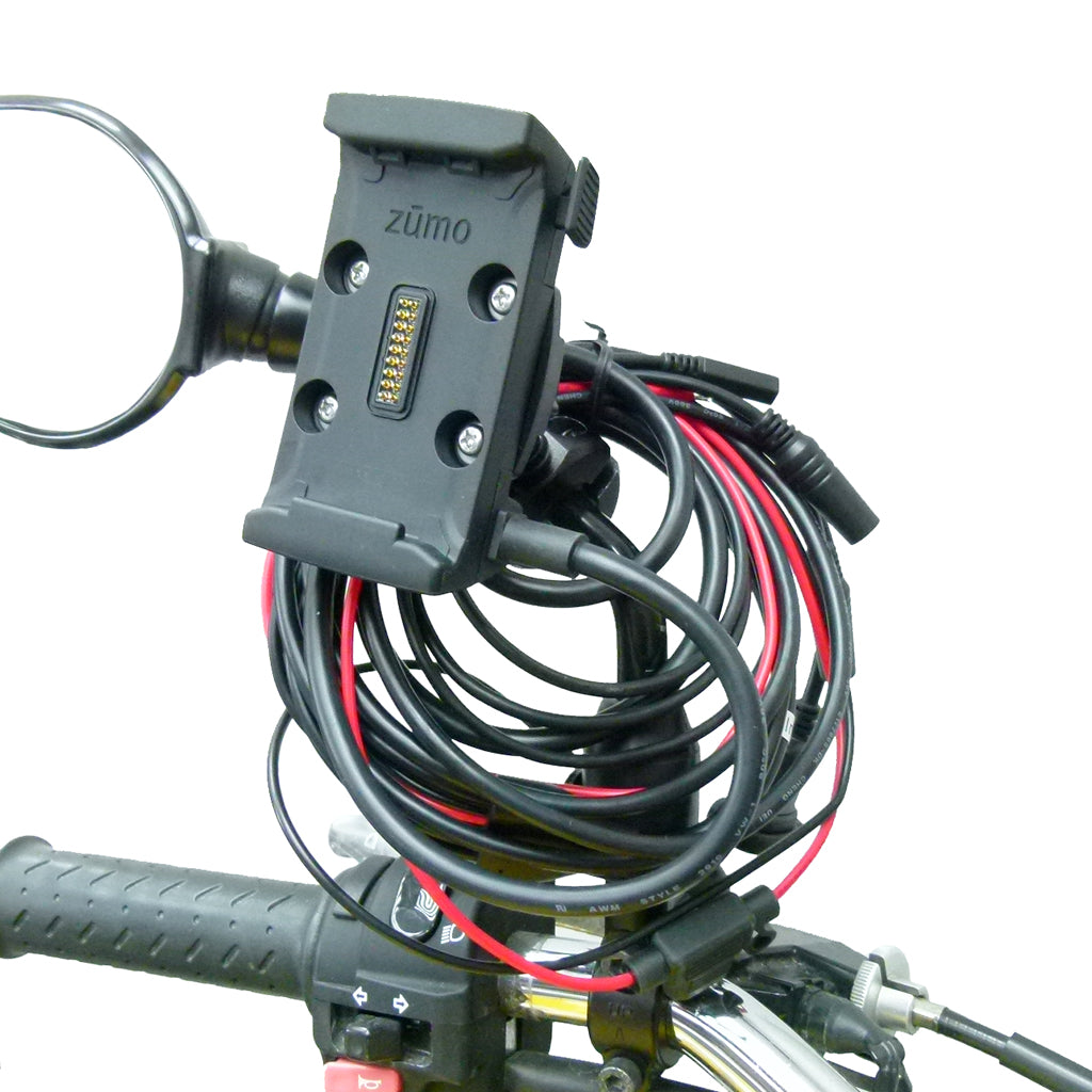 Hardwire Powered Bike Motorcycle Mirror Mount for Garmin Zumo 590 595 (sku 42217)