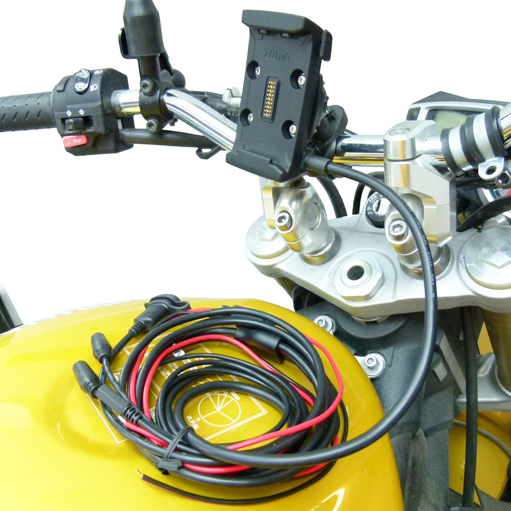 Motorcycle U-Bolt Handlebar Mount with Hardwire Powered Dock Holder for Garmin Zumo 590 595 (sku 42218)