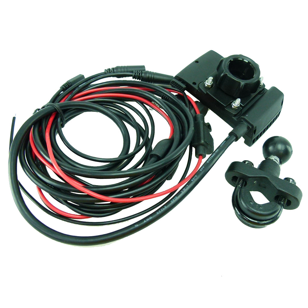 Motorcycle U-Bolt Handlebar Mount with Hardwire Powered Dock Holder for Garmin Zumo 590 595 (sku 42218)