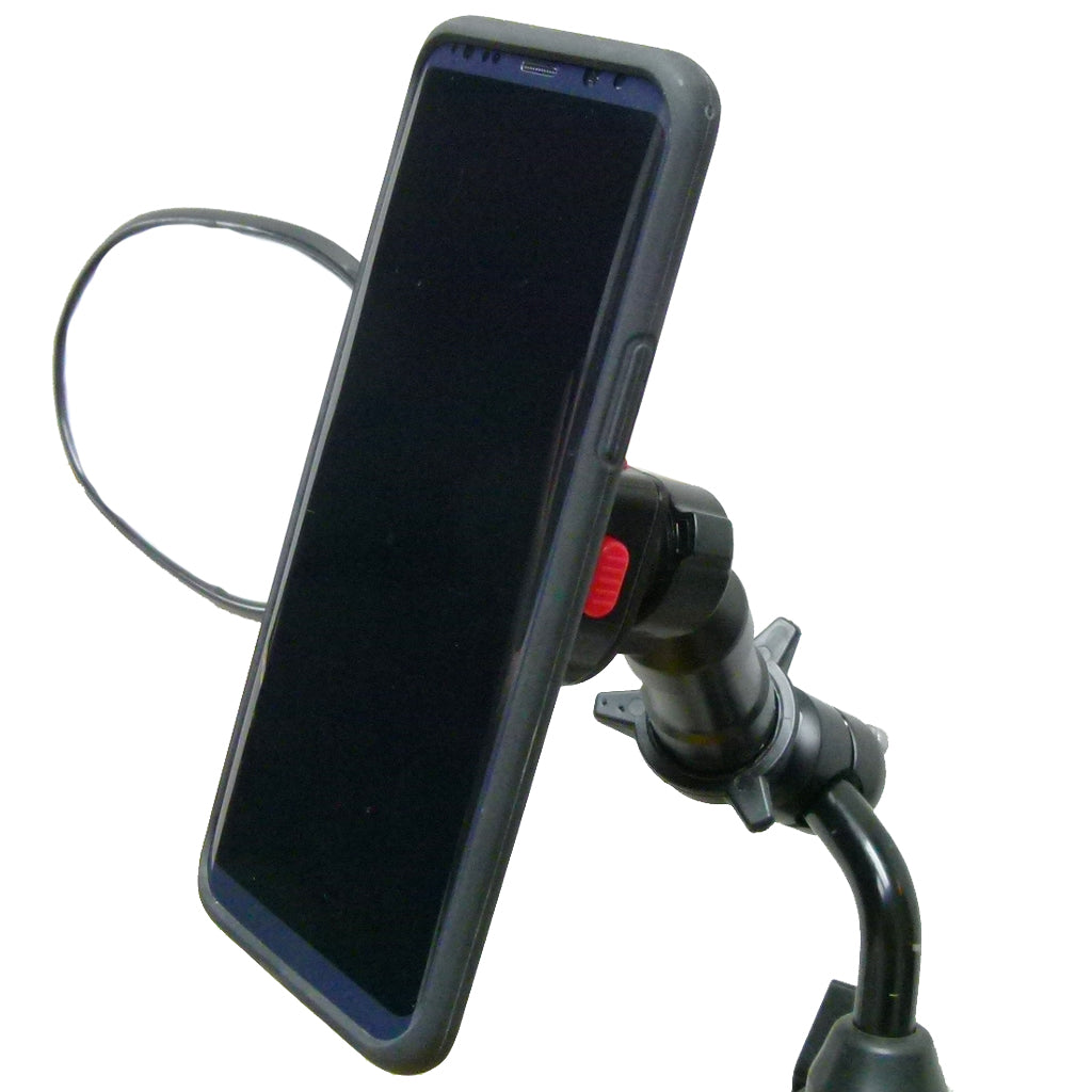 Extended Scooter Mirror mount &amp; TiGRA Case for Samsung Galaxy S9 (sku 45361)
