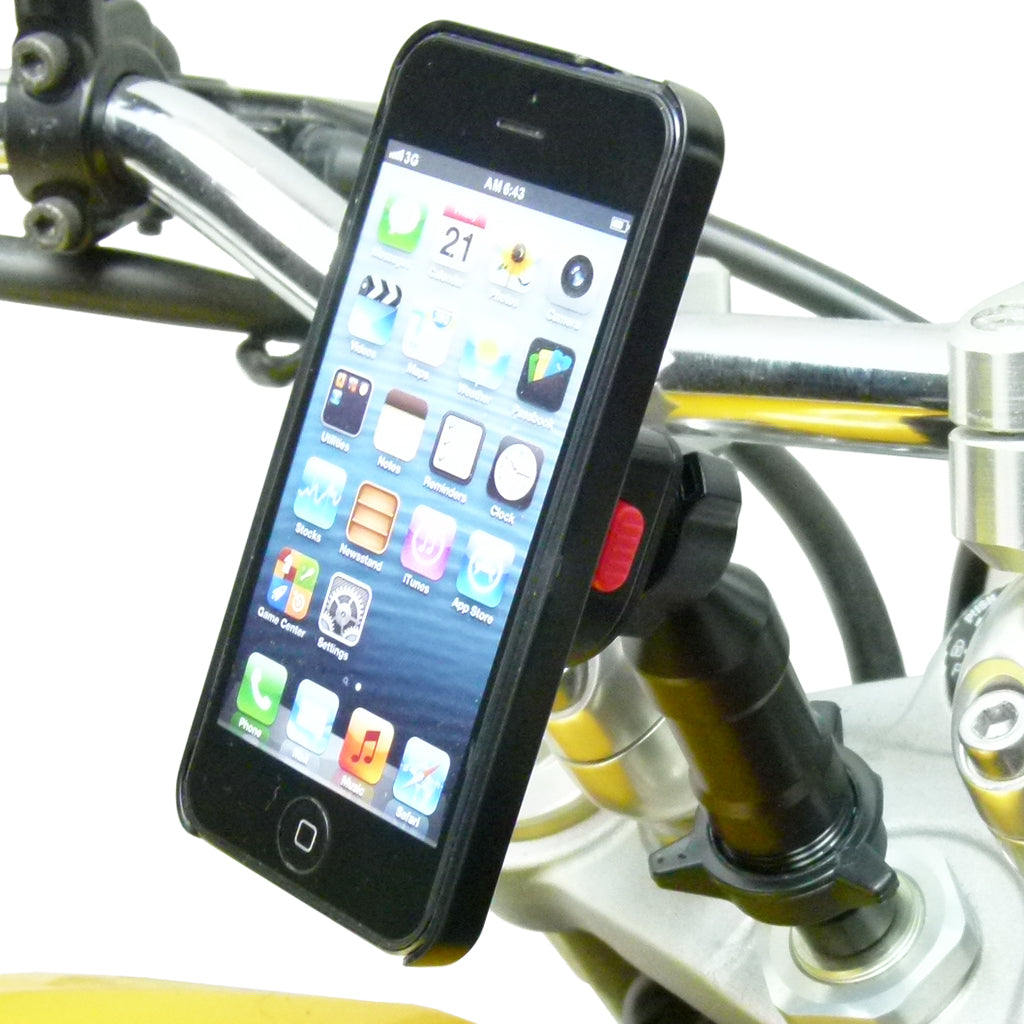 Universal Extended Motorcycle Stem Mount and TiGRA Fitclic Case for iPhone 5C (sku 45585)