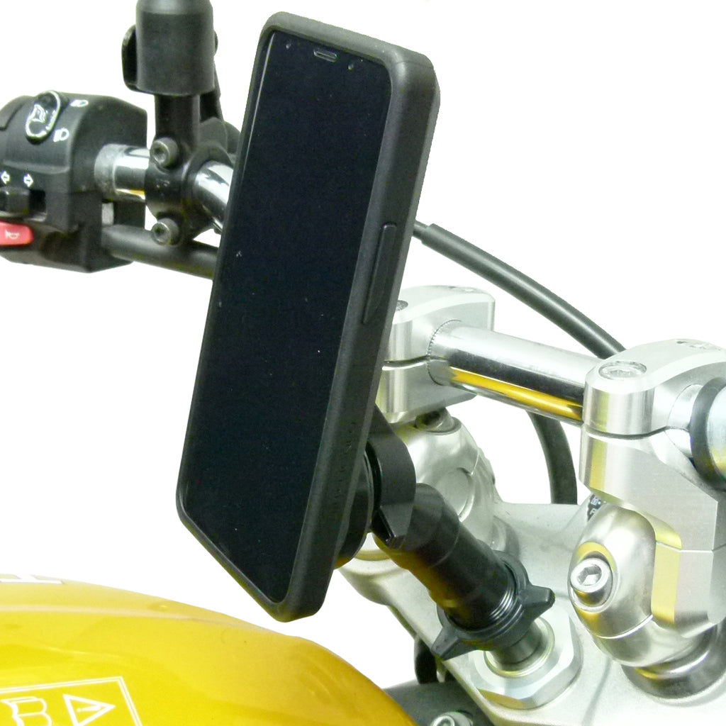 Extended Universal Motorcycle Stem Mount &amp; TiGRA Charge Thru Case for Samsung Galaxy S9 PLUS (sku 45624)
