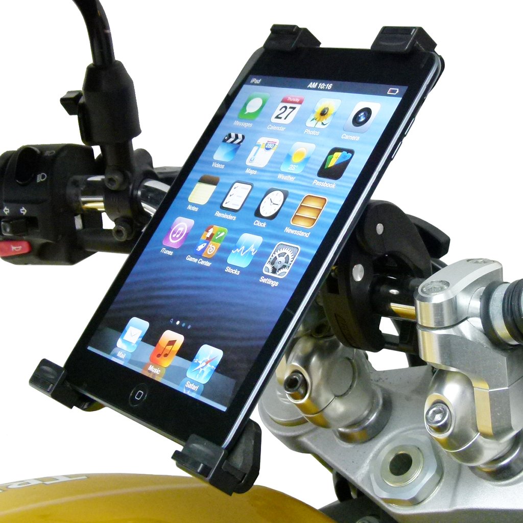 Robust Clamp Motorbike Handlebar Mount Tablet Holder for iPad Mini - 2019 edition (sku 49486) - BuyBits Ltd UK